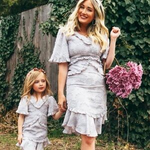 Ivy City Co Ruffled Gray Dress